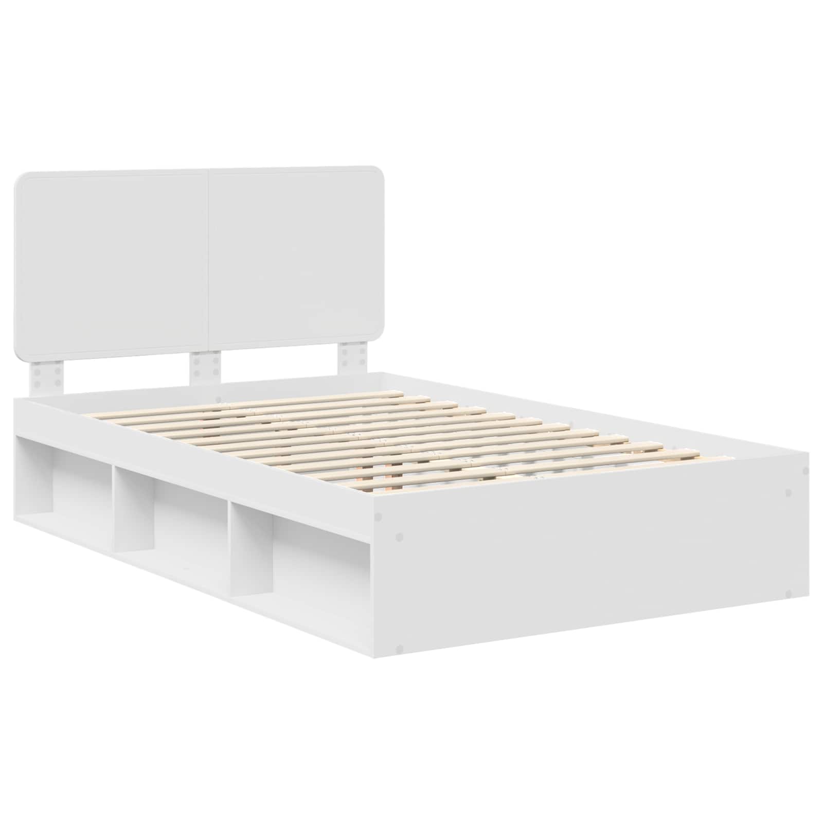 Bedframe met hoofdeinde Wit 135 x 190 cm Massief grenenhout image 4