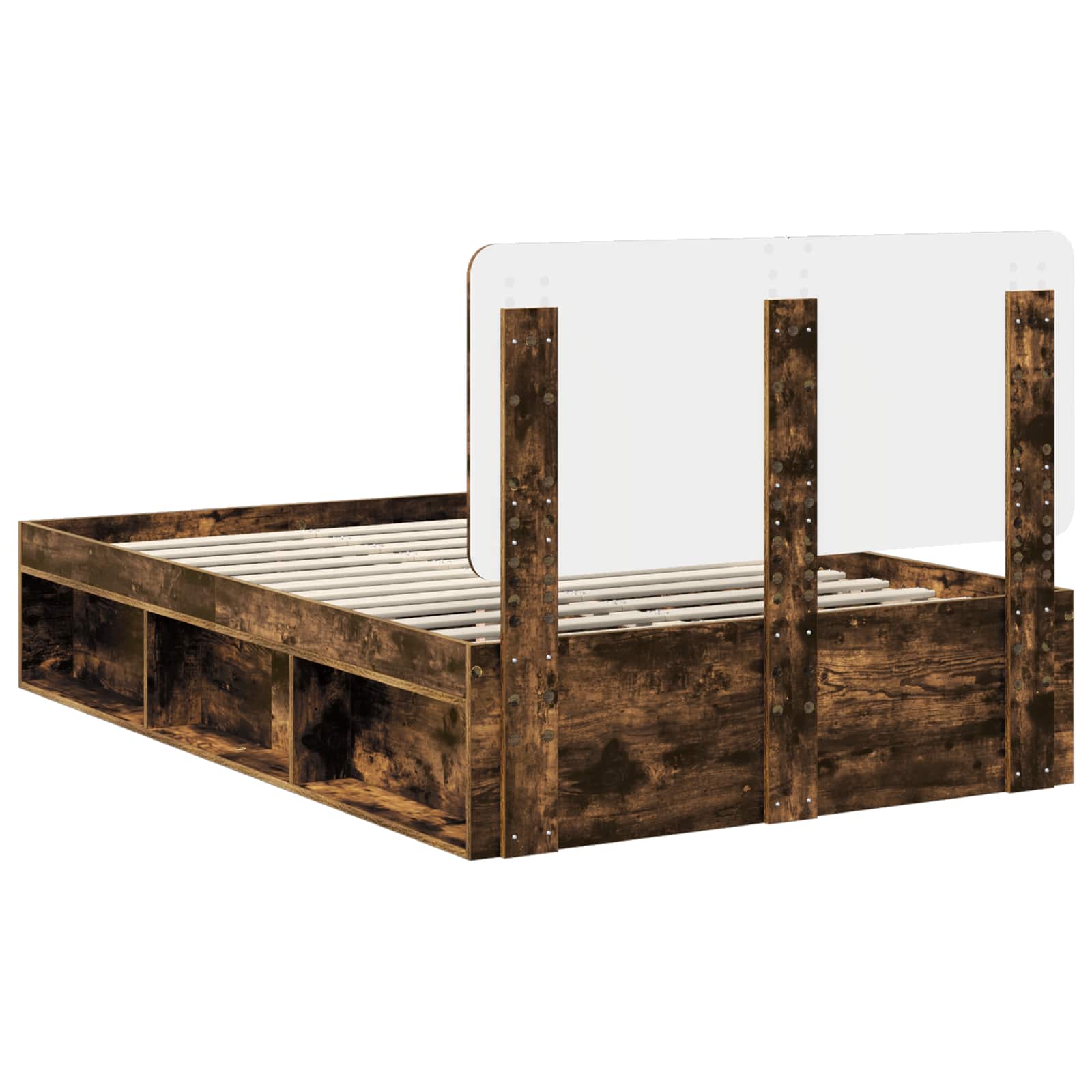 Sengestamme med hodegjerde Røkt eik 120 x 200 cm Massiv furu - Bilde 9