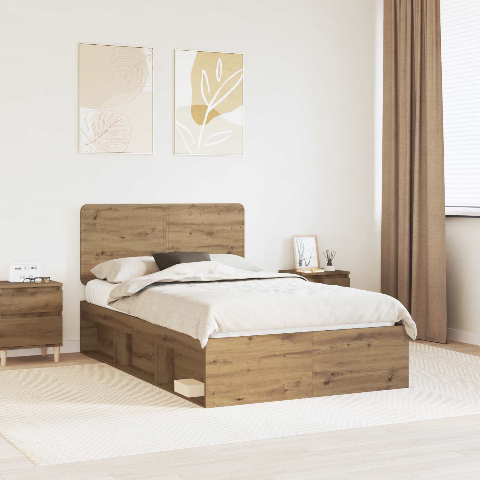 vidaXL Cadru de pat Stejar artizanal 120 x 190 cm Lemn de pin masiv