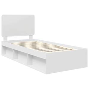 Rám postele s čelo Bílá 100 x 200 cm Masivní borové dřevo - obrázek 4