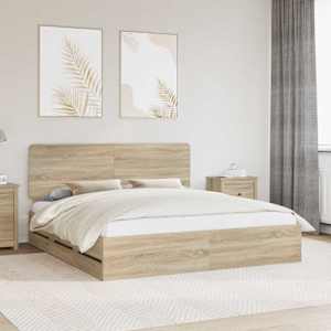 Rám postele s čelo Sonoma dub 200 x 200 cm Inženýrské dřevo - obrázek 1