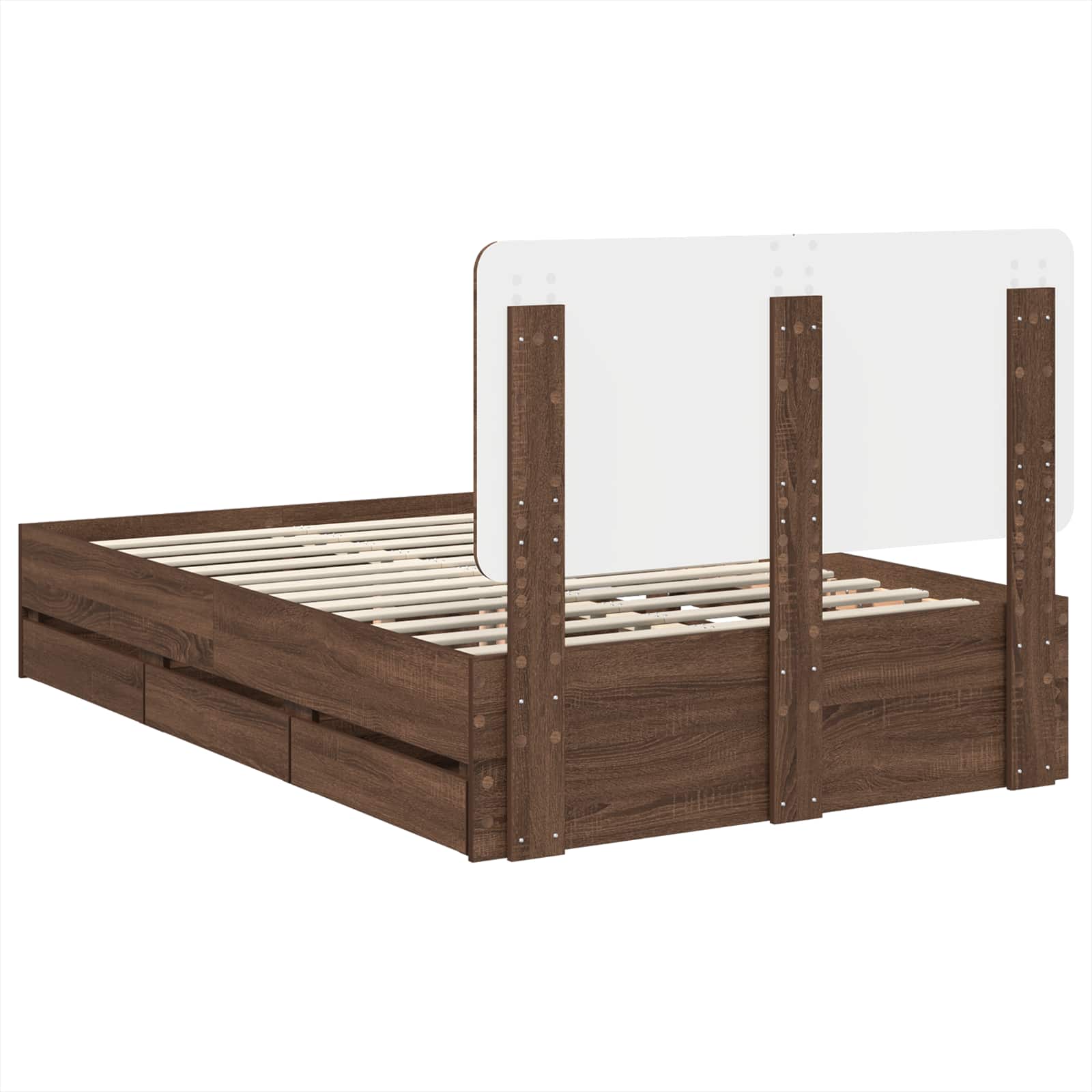 Gultas rāmis Brūns ozols 135 x 190 cm Inženieru koks