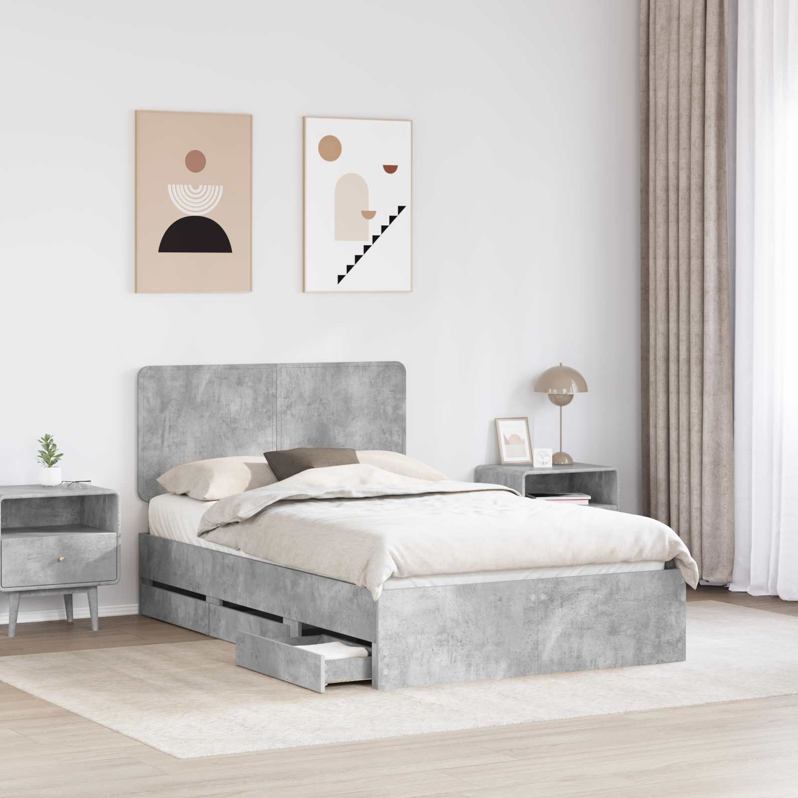 Voodi raam sahtliga peaga Betoonhall 120 x 190 cm Inseneripuit 95 Kõik vajalik sinu aeda ja koju! Voodi raam sahtliga peaga Betoonhall 120 x 190 cm Inseneripuit - Image 3