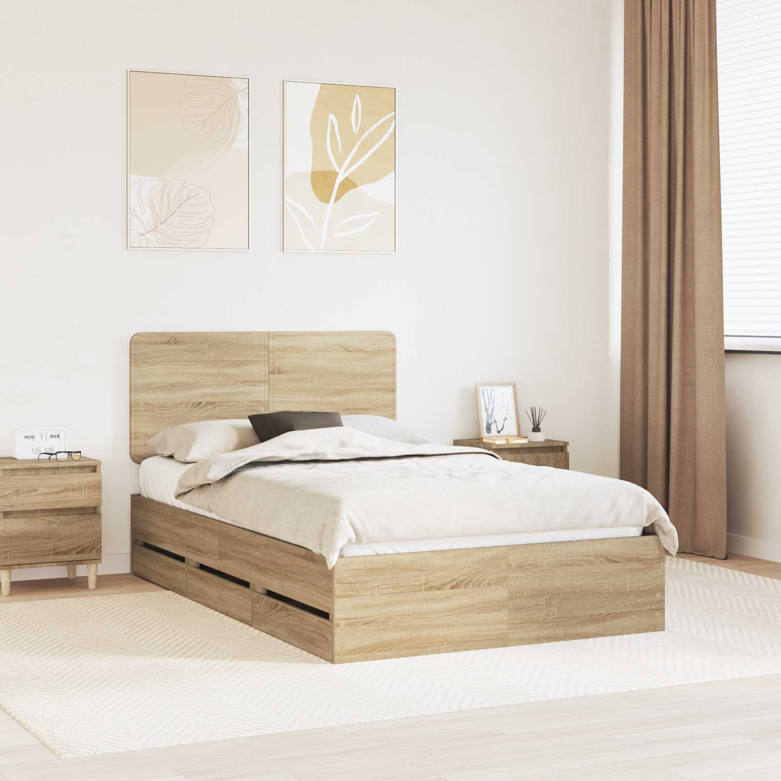 vidaXL Cadru de pat Stejar Sonoma 120 x 190 cm Lemn Ingineresc