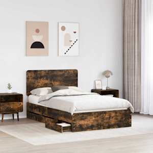 Rám postele s čelo Kouřový dub 120 x 200 cm Inženýrské dřevo - obrázek 3