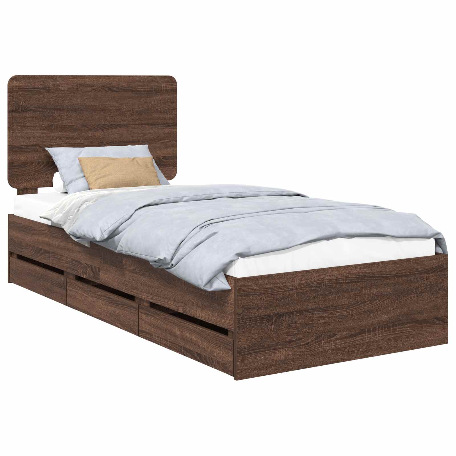 vidaXL Bedframe met lade Bruin Eiken 90 x 190 cm Ingenieurshout, foto 3