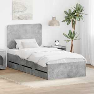 Rám postele s čelo Betonově šedá 75 x 190 cm Inženýrské dřevo - obrázek 1