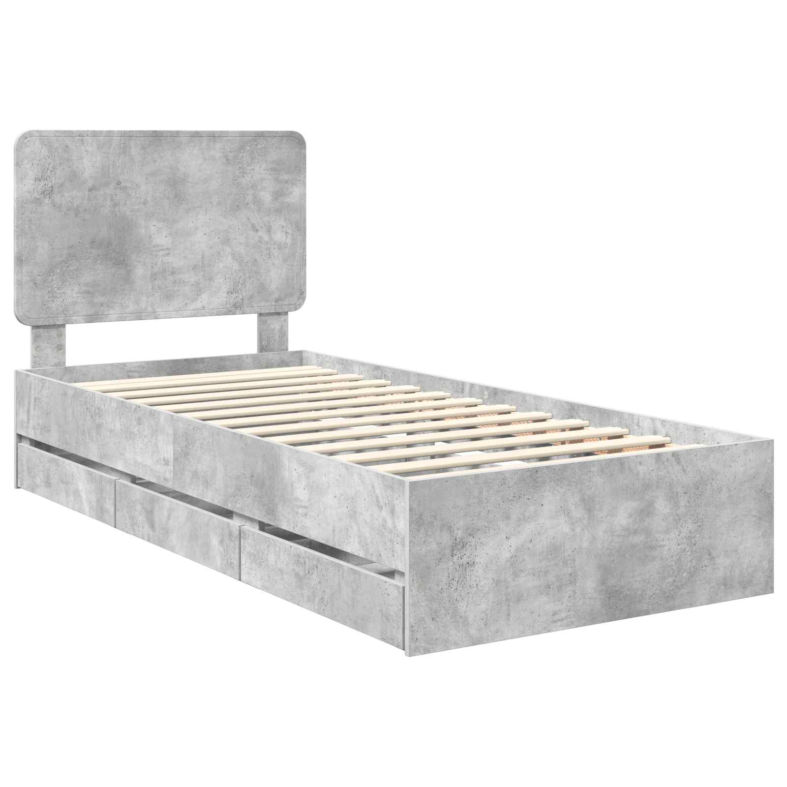 Voodi raam sahtliga peaga Betoonhall 75 x 190 cm Inseneripuit 73 Kõik vajalik sinu aeda ja koju! Voodi raam sahtliga peaga Betoonhall 75 x 190 cm Inseneripuit - Image 4