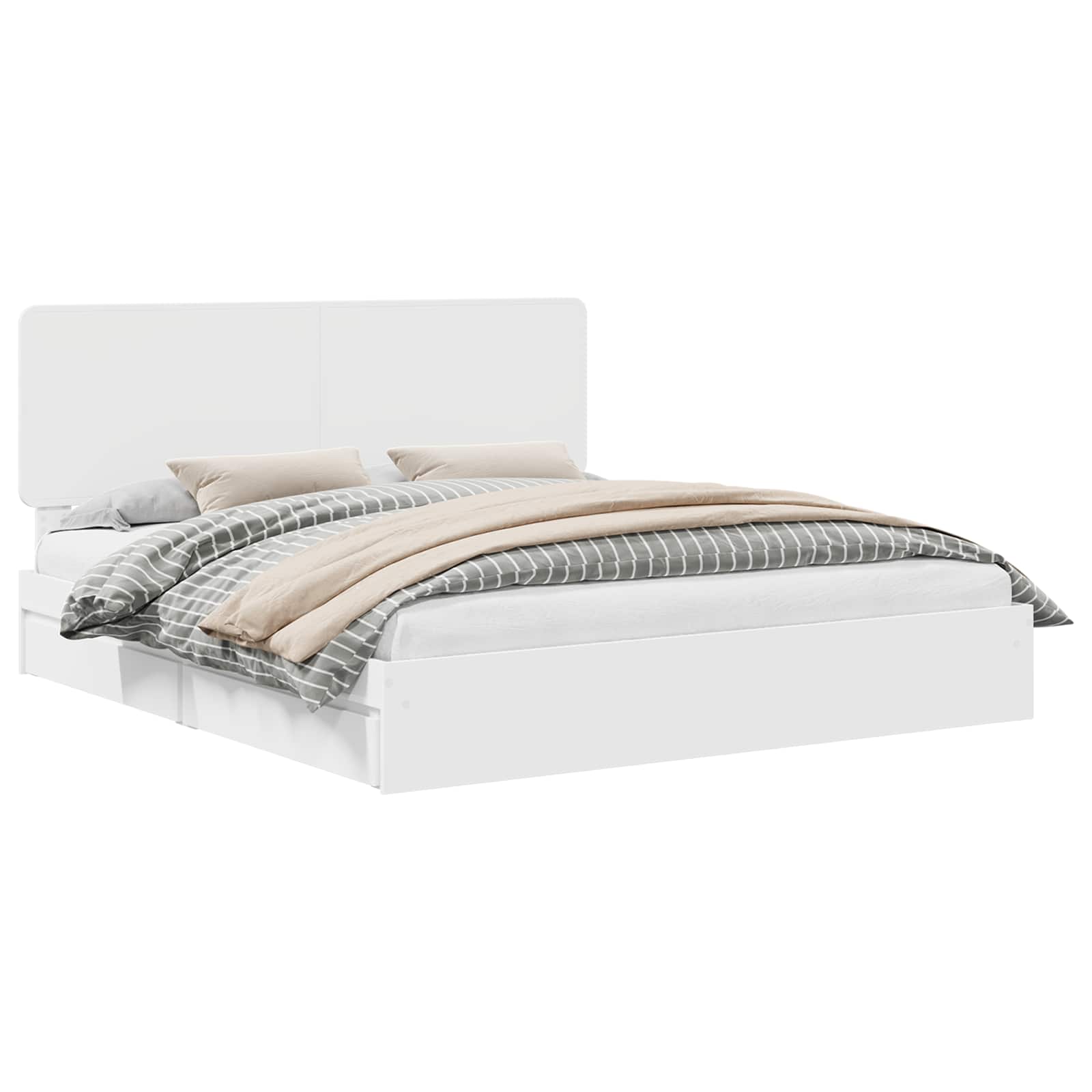 Thumbnail - vidaXL Aufbewahrungsbett mit Kopfteil Weiß 200 x 200 cm Holzwerkstoff