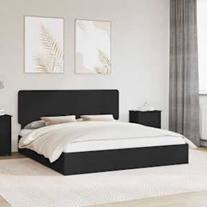 Postel s úložným prostorem Černá 200 x 200 cm kompozitní dřevo - obrázek 1