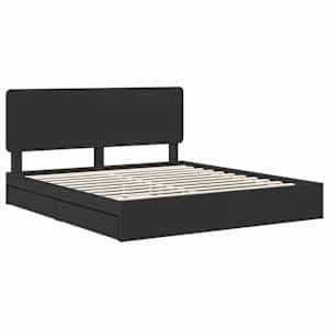 Postel s úložným prostorem Černá 200 x 200 cm kompozitní dřevo - obrázek 4