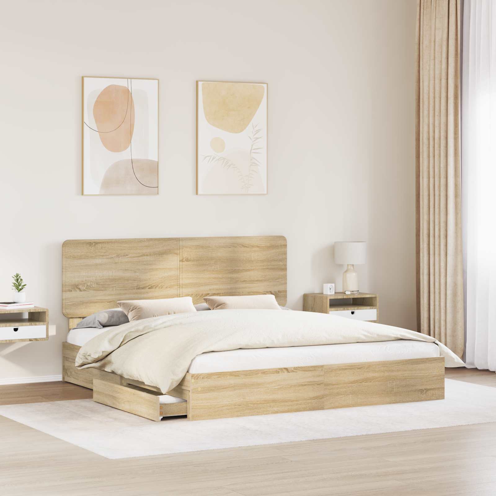 Opslag bed met lade Sonoma Eiken 180 x 200 cm Bewerkt hout | luizaXL | Dé meubelwinkel voor elk interieur Opslag bed met lade Sonoma Eiken 180 x 200 cm Bewerkt hout - Afbeelding 3