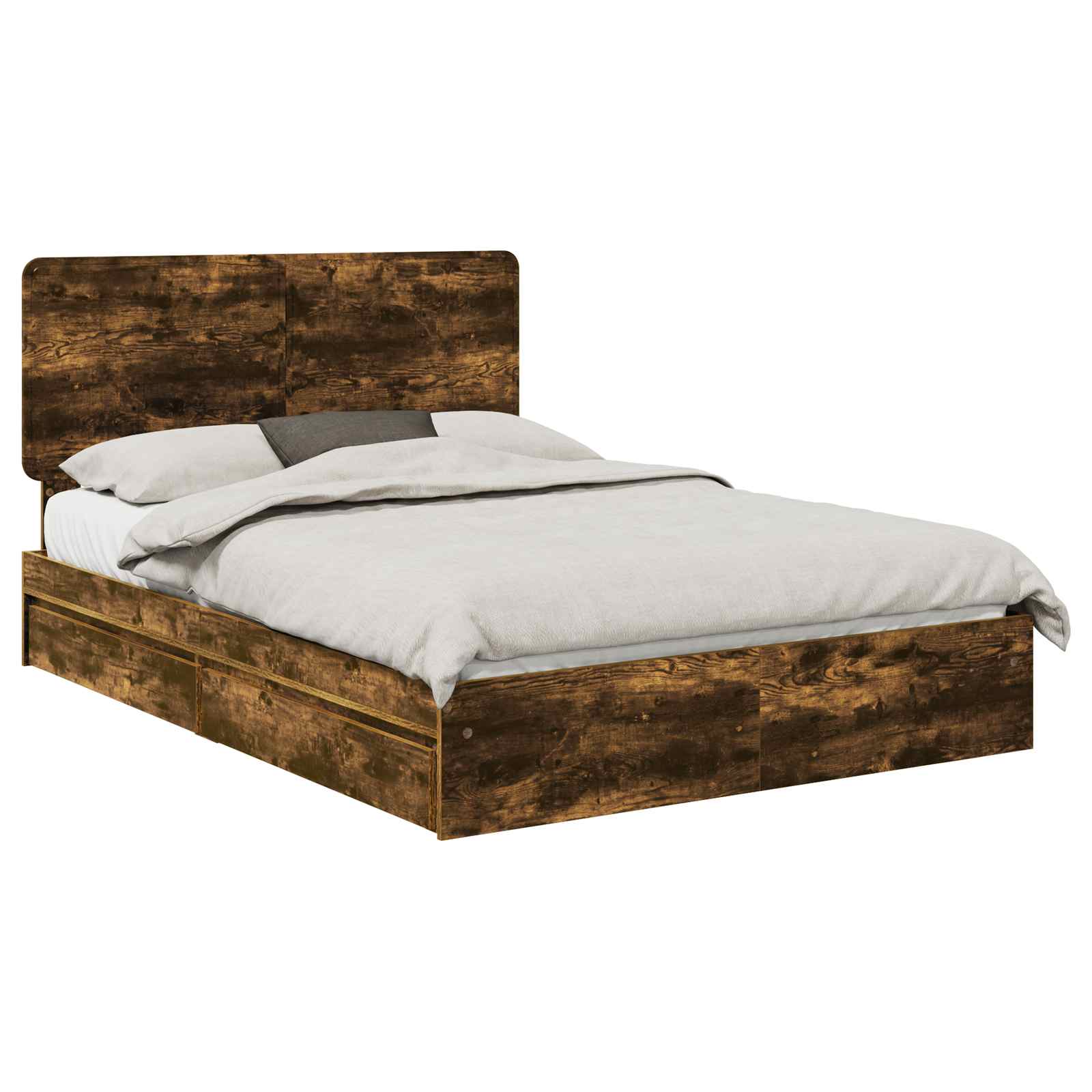 Opslag bed met lade Gerookt eiken 160 x 200 cm Bewerkt hout | luizaXL | Dé meubelwinkel voor elk interieur Opslag bed met lade Gerookt eiken 160 x 200 cm Bewerkt hout - Afbeelding 2