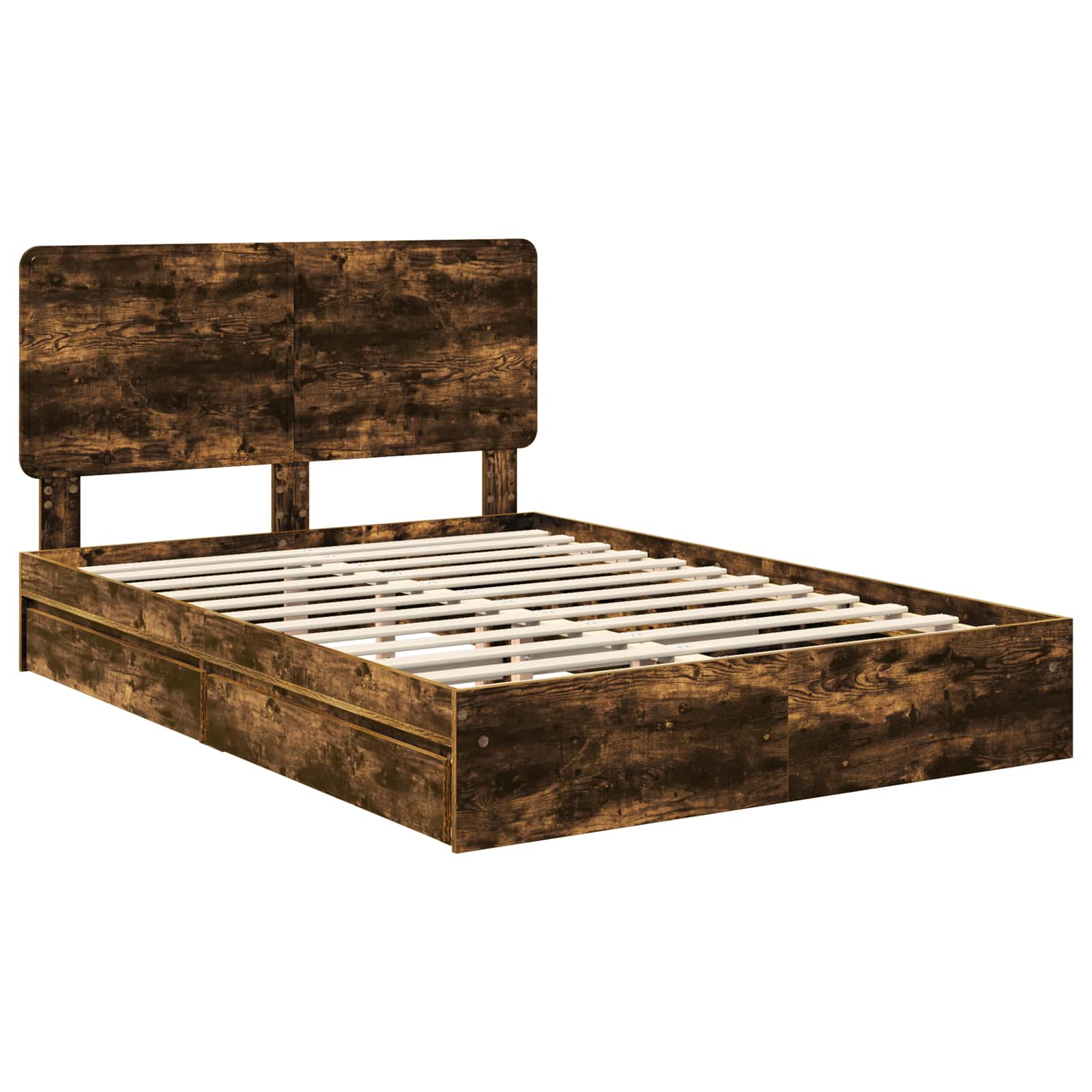 Opslag bed met lade Gerookt eiken 160 x 200 cm Bewerkt hout | luizaXL | Dé meubelwinkel voor elk interieur Opslag bed met lade Gerookt eiken 160 x 200 cm Bewerkt hout - Afbeelding 4