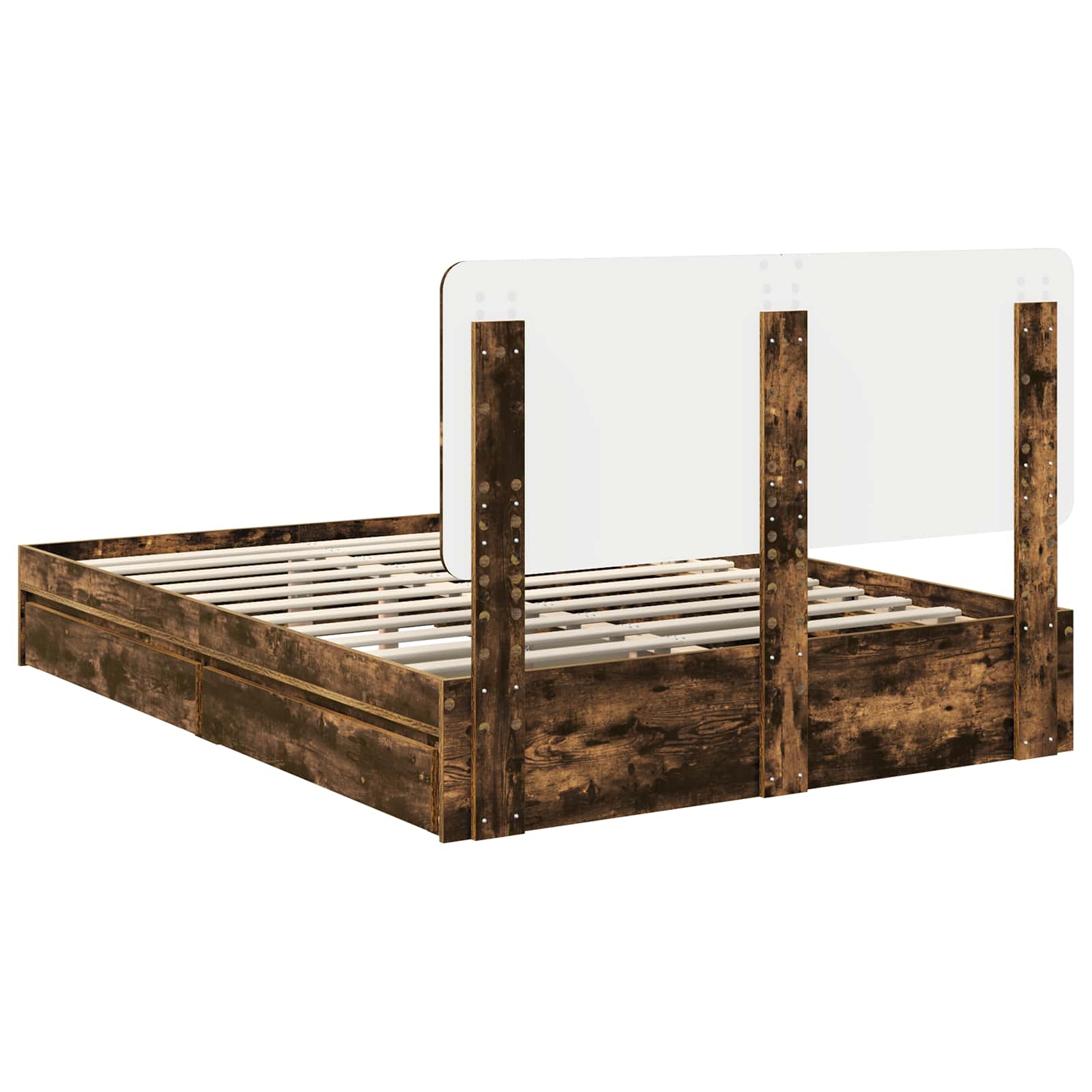 Opslag bed met lade Gerookt eiken 160 x 200 cm Bewerkt hout | luizaXL | Dé meubelwinkel voor elk interieur Opslag bed met lade Gerookt eiken 160 x 200 cm Bewerkt hout - Afbeelding 10