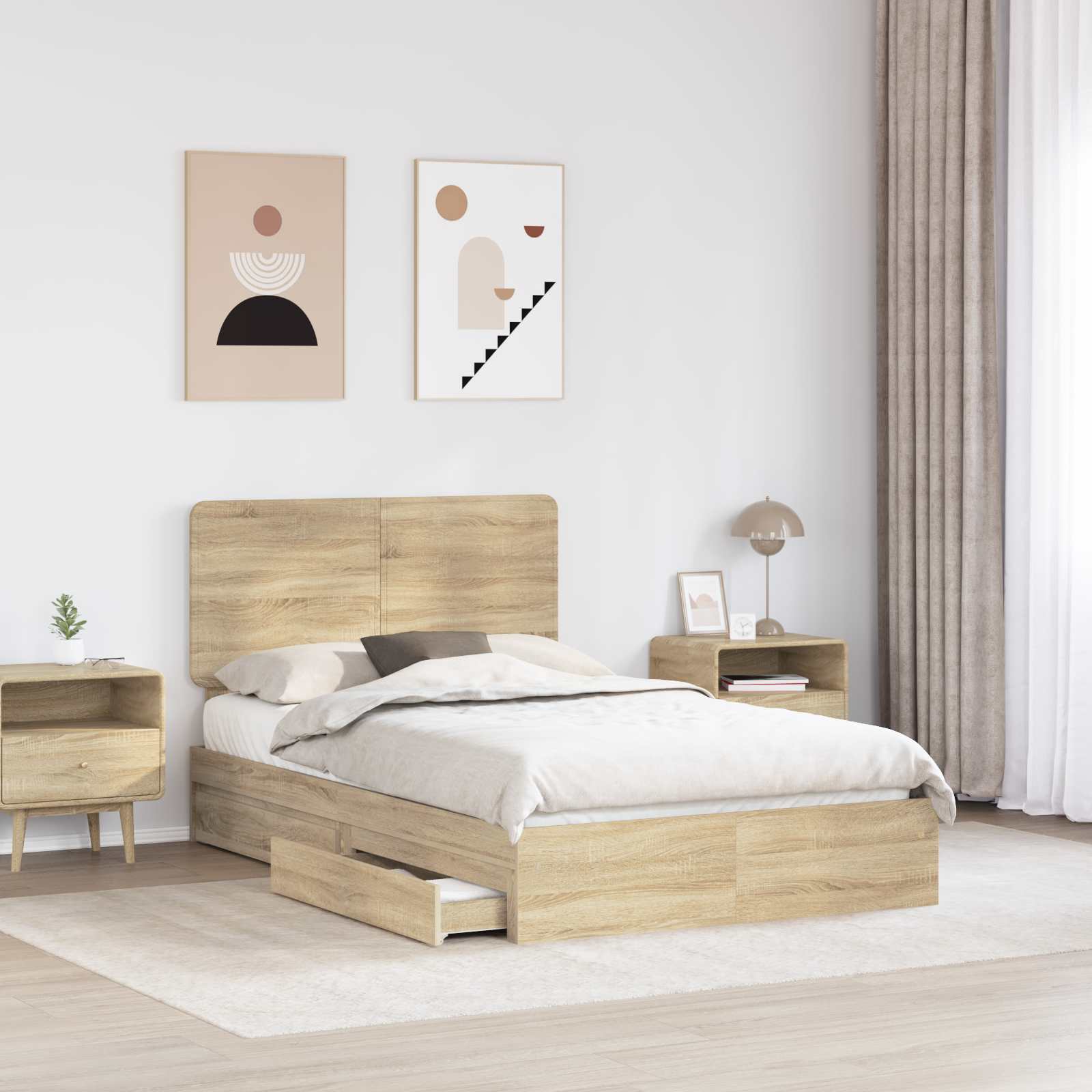 Opslag bed met lade Sonoma Eiken 135 x 190 cm Bewerkt hout | luizaXL | Dé meubelwinkel voor elk interieur Opslag bed met lade Sonoma Eiken 135 x 190 cm Bewerkt hout - Afbeelding 3