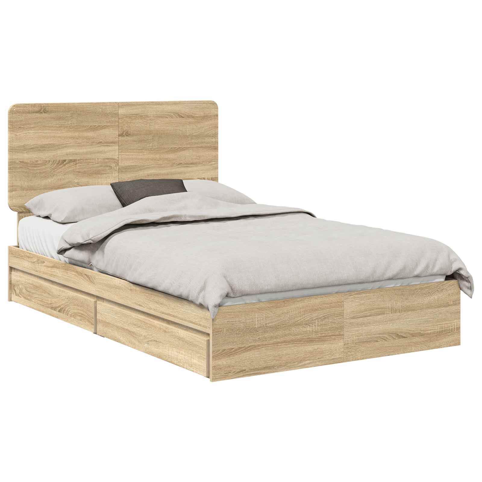 Opslag bed met lade Sonoma Eiken 135 x 190 cm Bewerkt hout | luizaXL | Dé meubelwinkel voor elk interieur Opslag bed met lade Sonoma Eiken 135 x 190 cm Bewerkt hout - Afbeelding 2