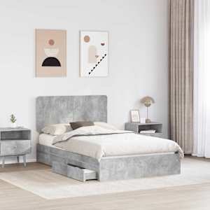 Postel s úložným prostorem s čelo Betonově šedá 135 x 190 cm - obrázek 3