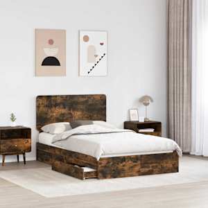 Postel s úložným prostorem s čelo Kouřový dub 135 x 190 cm - obrázek 3