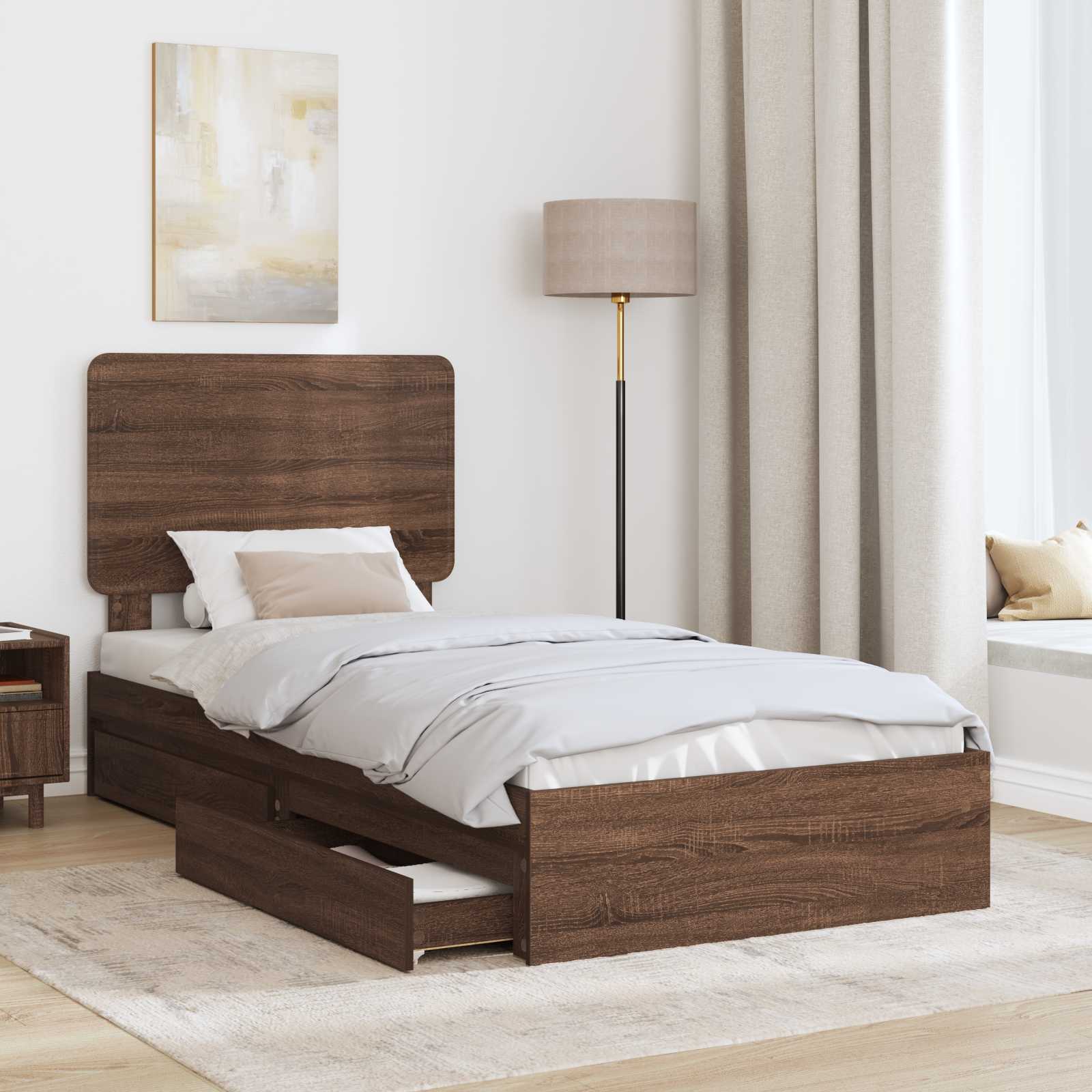 Thumbnail - vidaXL Aufbewahrungsbett Braun Eichen-Optik 90 x 190 cm Holzwerkstoff