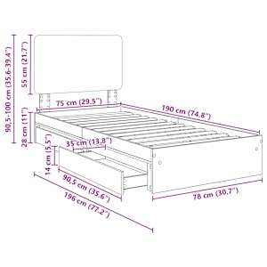 Postel s úložným prostorem s čelo Sonoma dub 75 x 190 cm - obrázek 14
