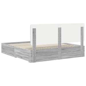 Rám postele s čelo Šedá Sonoma 200 x 200 cm kompozitní dřevo - obrázek 10