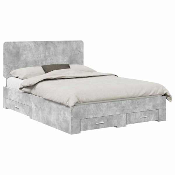 vidaXL Voodi raam sahtliga peaga Betoonhall 140 x 190 cm Tehispuit