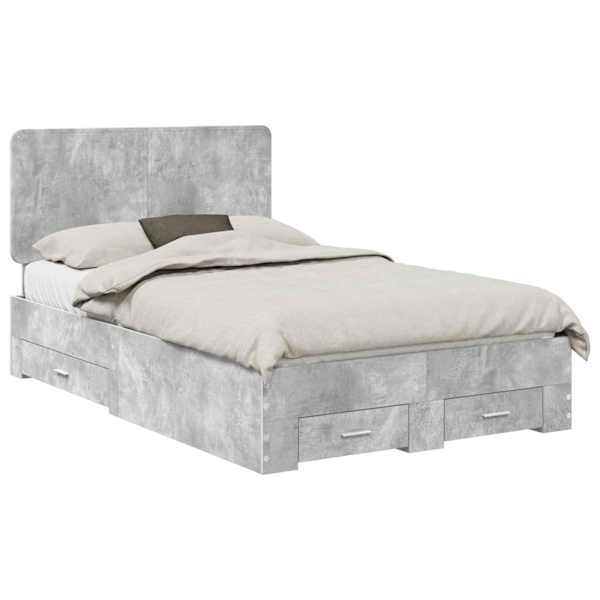vidaXL Voodi raam sahtliga peaga Betoonhall 120 x 200 cm Tehispuit