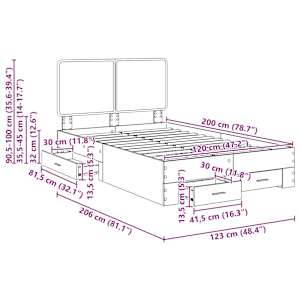 Rám postele s čelo Staré dřevo 120 x 200 cm kompozitní dřevo - obrázek 14