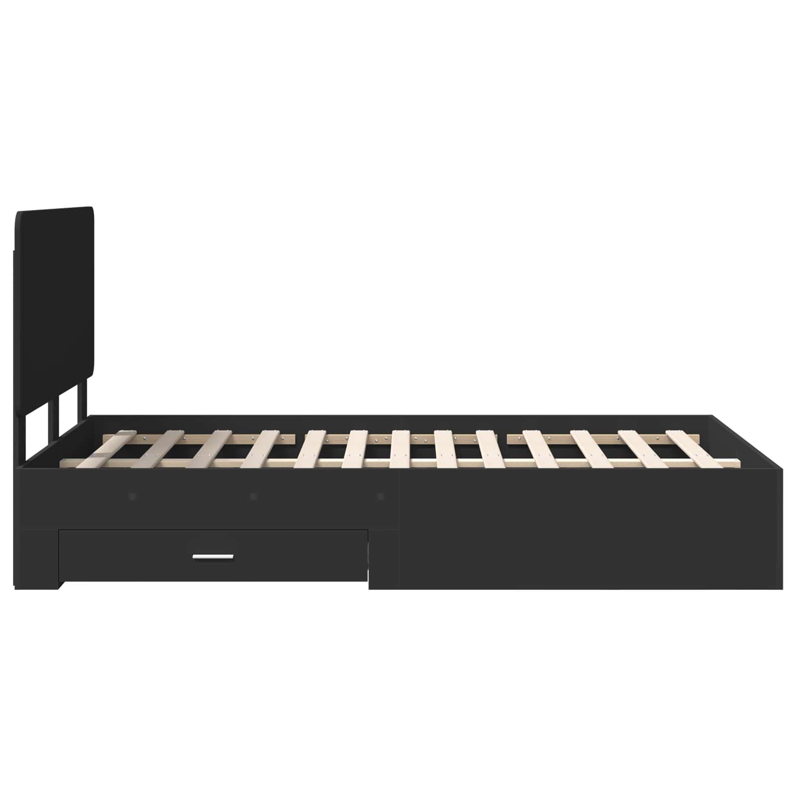 Voodi raam peaga sahtliga Must 120 x 190 cm Tehispuit 9 Kõik vajalik sinu aeda ja koju! Voodi raam peaga sahtliga Must 120 x 190 cm Tehispuit - Image 9