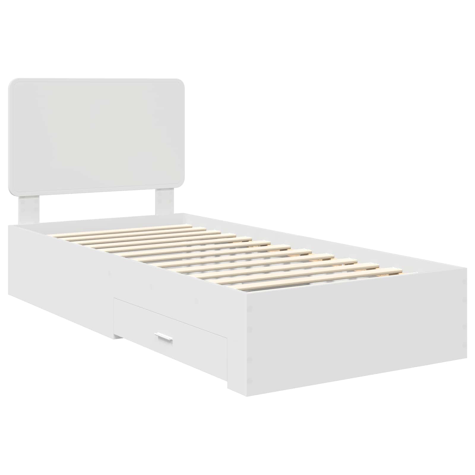 Voodi raam peaga sahtliga Valge 90 x 200 cm Tehispuit 27 Kõik vajalik sinu aeda ja koju! Voodi raam peaga sahtliga Valge 90 x 200 cm Tehispuit - Image 4