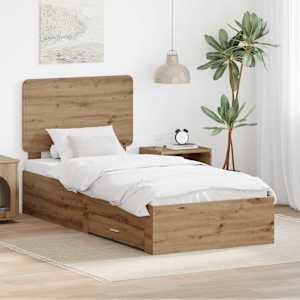 Rám postele s čelo Artisanový dub 90 x 200 cm kompozitní dřevo - obrázek 1