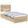 vidaXL Voodi raam sahtliga peaga Sonoma tamm 90 x 190 cm Tehispuit