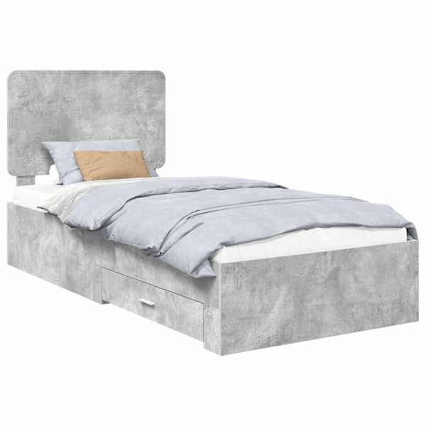 vidaXL Voodi raam sahtliga peaga Betoonhall 70 x 190 cm Tehispuit
