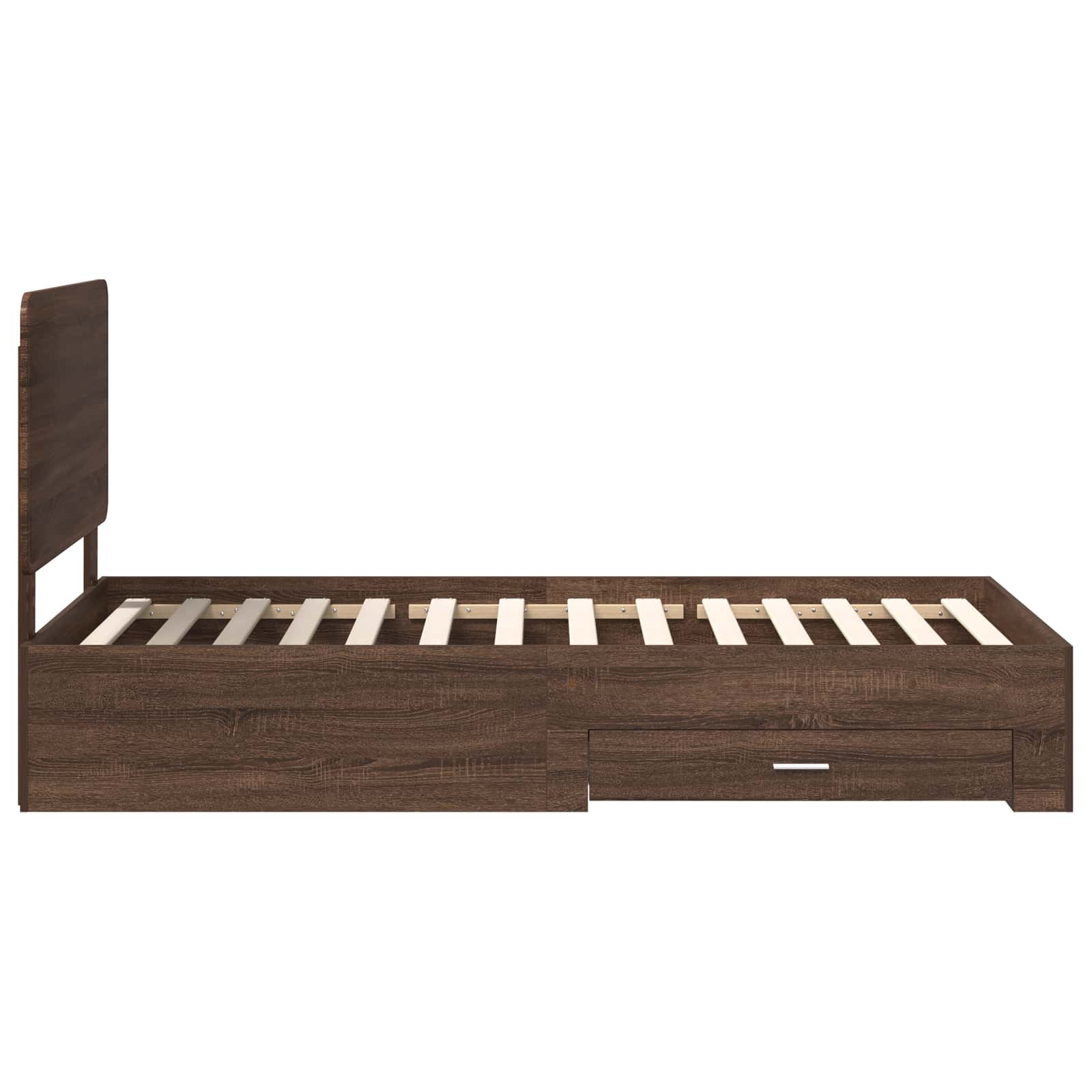 Voodi raam peaga sahtliga Pruun tamme 75 x 190 cm Tehispuit 8 Kõik vajalik sinu aeda ja koju! Voodi raam peaga sahtliga Pruun tamme 75 x 190 cm Tehispuit - Image 8