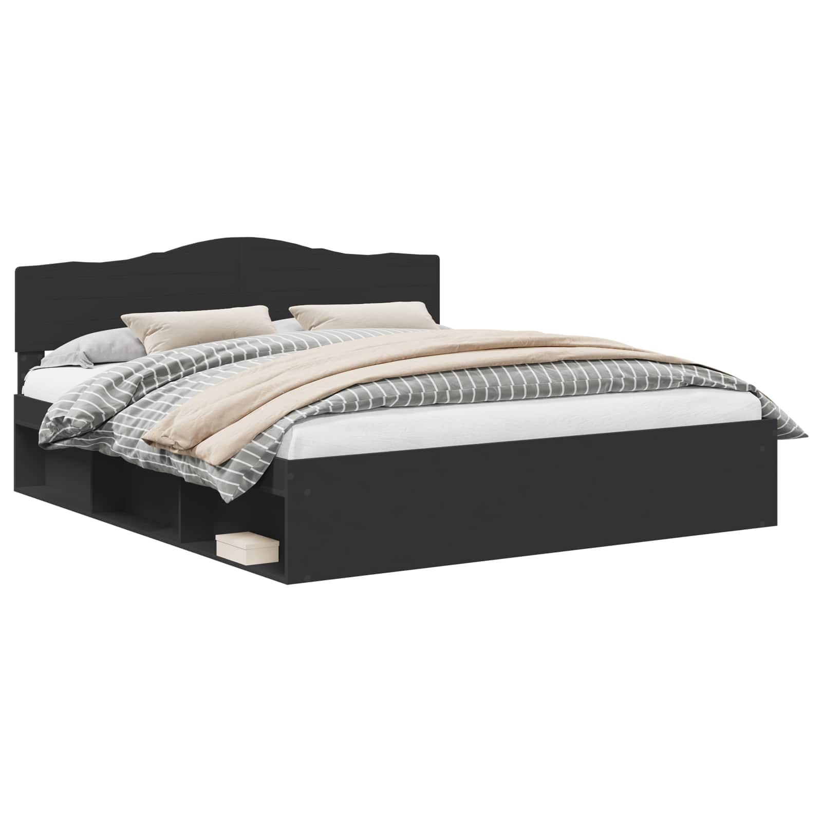 Voodi raam peaga Must 200 x 200 cm Tahke mänd 2 Kõik vajalik sinu aeda ja koju! Voodi raam peaga Must 200 x 200 cm Tahke mänd - Image 2