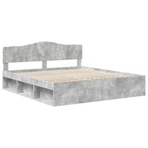 Rám postele s čelo Beton 200 x 200 cm Masivní borové dřevo - obrázek 4
