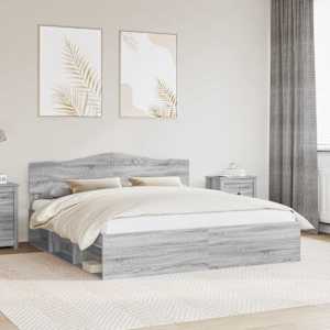 Rám postele Šedá Sonoma 200 x 200 cm Masivní borové dřevo - obrázek 1