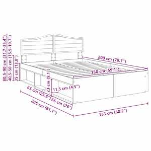 Rám postele Staré dřevo 150 x 200 cm Masivní borové dřevo - obrázek 13