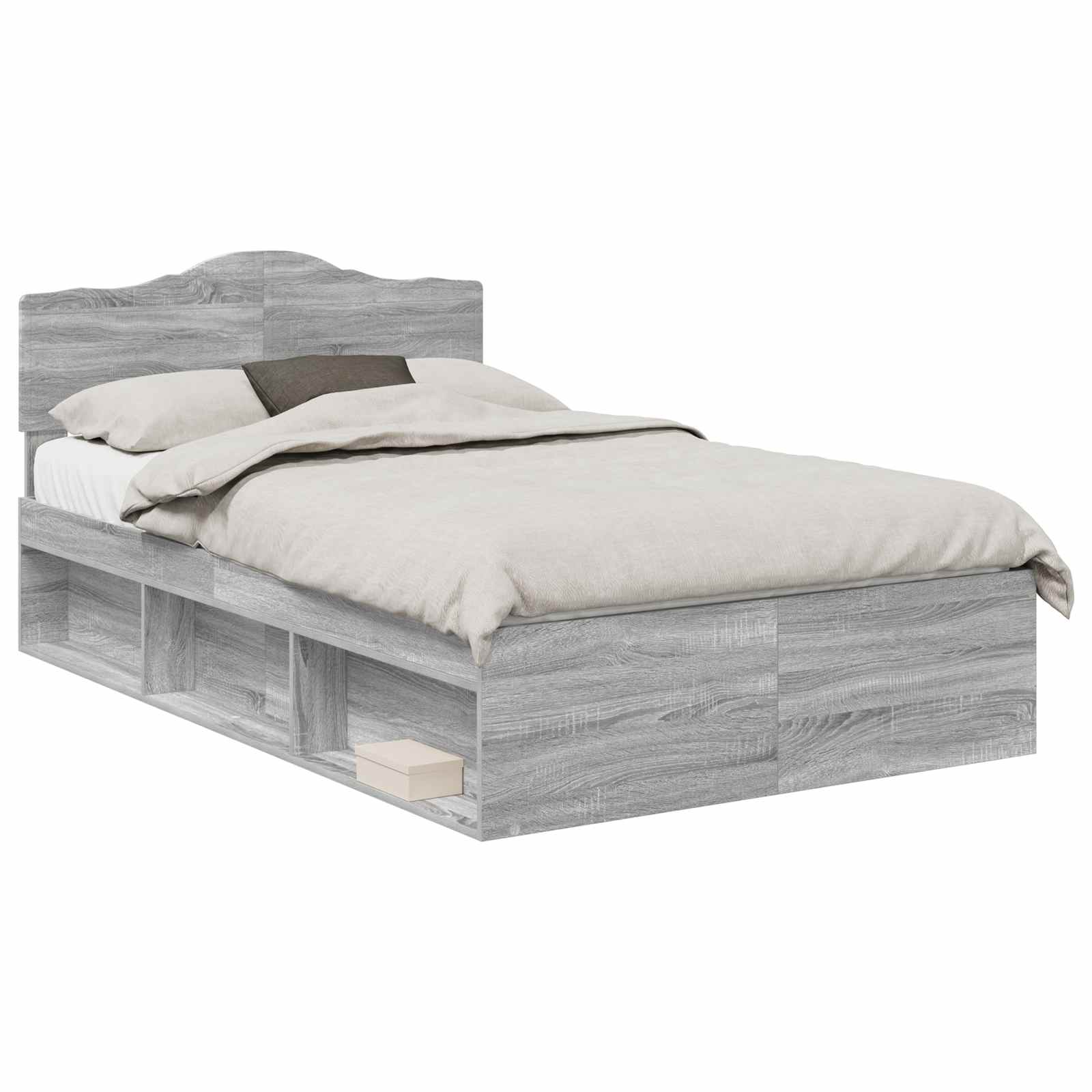 vidaXL Bedframe Grijs Sonoma 135 x 190 cm Massief grenenhout, foto 3
