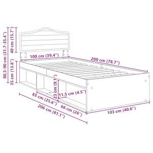 Rám postele Staré dřevo 100 x 200 cm Masivní borové dřevo - obrázek 13