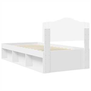 Rám postele s čelo Bílá 90 x 190 cm Masivní borové dřevo - obrázek 9