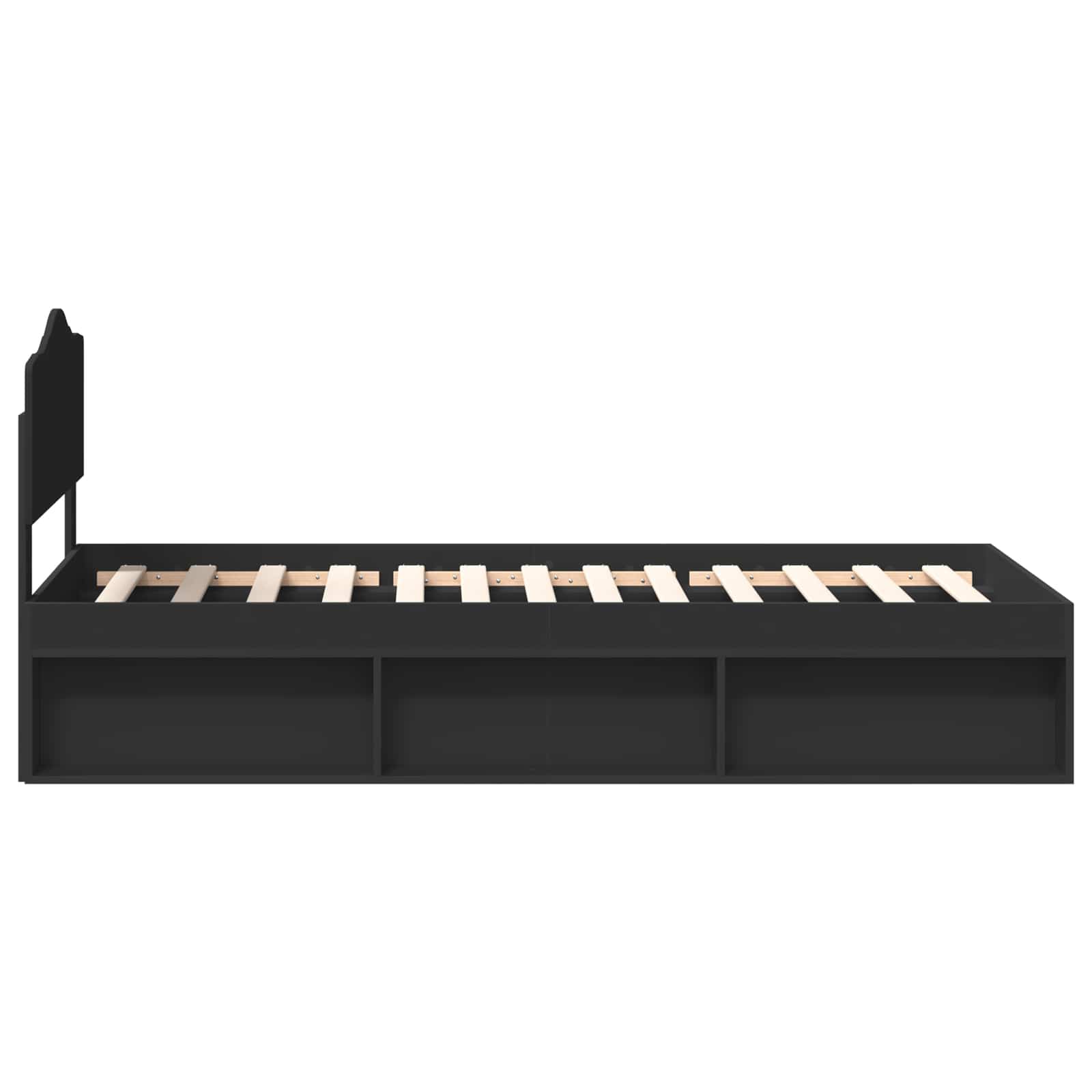 Bedframe met hoofdeinde Zwart 90 x 190 cm Massief grenenhout image 8