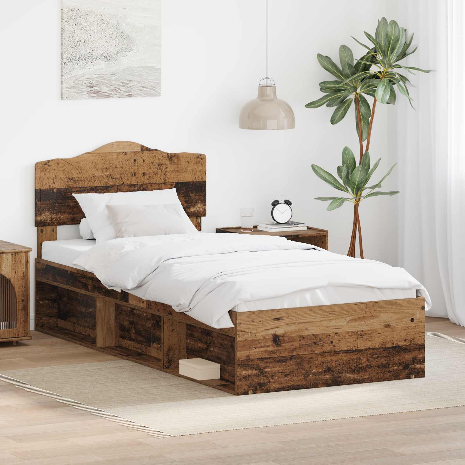 vidaXL Cadru de pat Lemn vechi 75 x 190 cm Lemn de pin masiv