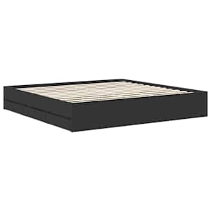 Rám postele se zásuvkou Černá 200 x 200 cm Inženýrské dřevo - obrázek 6