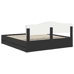Rám postele se zásuvkou Černá 200 x 200 cm Inženýrské dřevo - obrázek 10