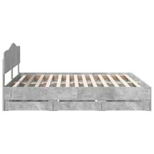 Rám postele s čelo Betonově šedá 200 x 200 cm Inženýrské dřevo - obrázek 9