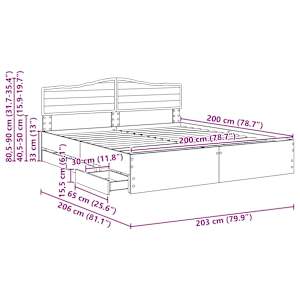 Rám postele s čelo Betonově šedá 200 x 200 cm Inženýrské dřevo - obrázek 14