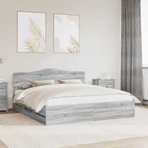 Rám postele s čelo Šedá Sonoma 200 x 200 cm Inženýrské dřevo - obrázek 1