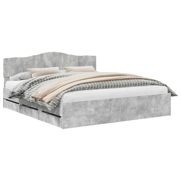 vidaXL Voodi raam sahtliga peaga Betoonhall 180 x 200 cm Inseneripuit
